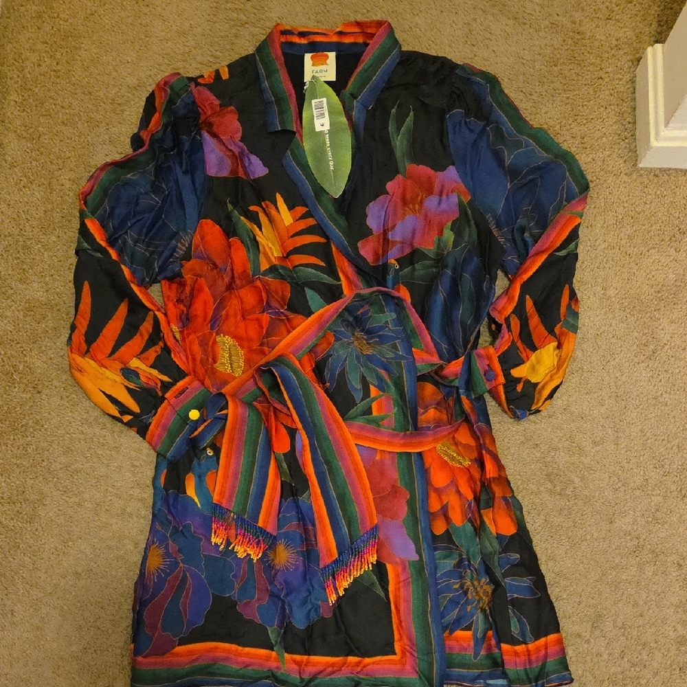FARM Rio Multicolor Floral Long Sleeve Dress